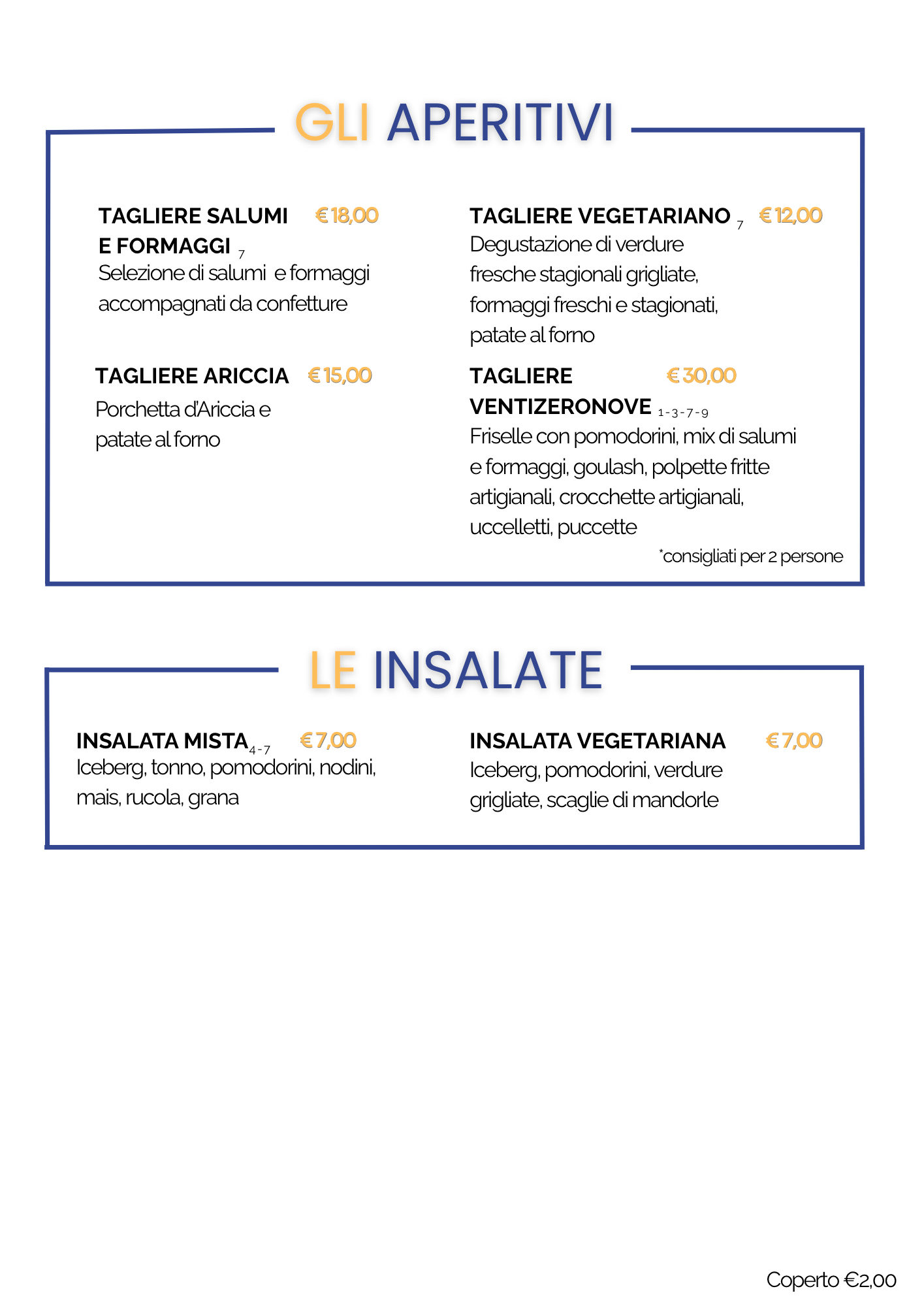 menu con vino
